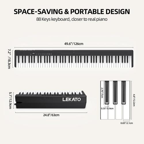 LEKATO FP-10 Portable Piano Keyboard for Beginners 88 Keys Folding Digital Piano with Sustain Pedal Foldable Electric Piano Keyboard with Semi Weighted Wood Grain Key Suitable for Midi Bluetooth