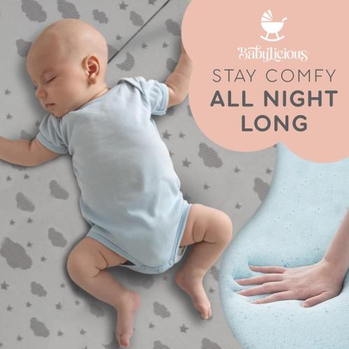 Babylicious Waterproof Pack and Play Mattress Topper | 38 x 26 x 1.5 | Trifold Style - Breathable Soft Plush Foam - Portable Mattress Topper- Baby Foam Mattresses for Babies