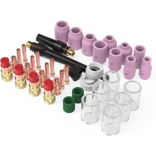 YESWELDER 49Pcs TIG Welding Torch Stubby Gas Lens #10 Glass Cup Kit For WP-17/18/26
