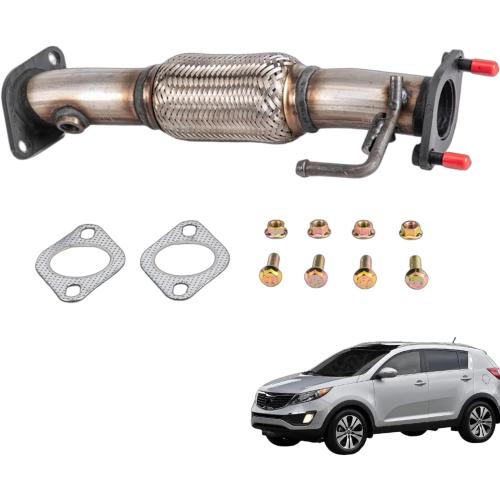 Stainless Steel Exhaust Flex Pipe Compatible with 2011-2015 Kia Sportage 2.4L, 2010-2013 Hyundai Tucson 2.4L, Direct Fit Exhaust Pipe 52587