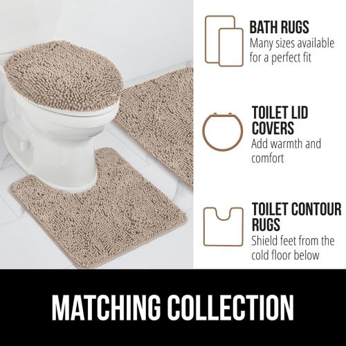 GORILLA GRIP Bath Rug Mat, Thick Soft Absorbent Chenille, Quick Dry Microfiber Mats, Rubber Backing Washable Shower Floor Rugs, US Designed Bathroom Bathmat Home Decor Accessories, 24x17, Gray Beige