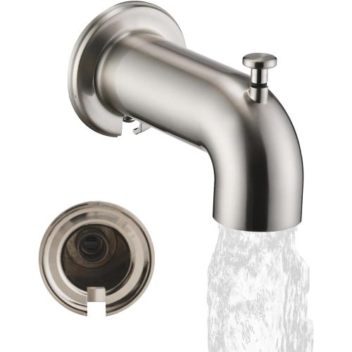 Extra Long Tub Spout with Diverter, Fits for 1/2 IPS Threads,Brushed Nickel