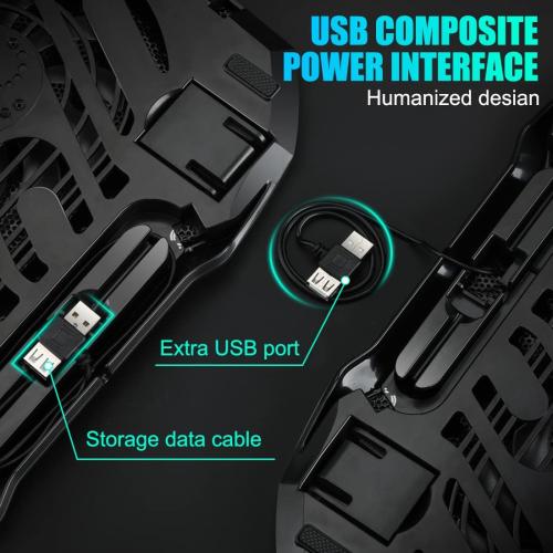 Black 11-15.6 LIANGSTAR Laptop Cooling Pad, Gaming Laptop Cooler with 2 Quiet Big Fans, RGB 7 Color Light Change, Portable USB Laptop Stand 11 to 15.6 Inch, Slim and Easy Carry Working Study Outdoor Travel