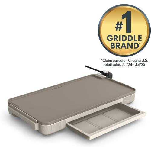 bella 12 x 22 Electric Griddle with Warming Tray, EverGood™ Ceramic Nonstick Coating & Removable Temperature Probe, Dishwasher-Safe Drip Tray & Cool Touch Handles, 1500 Watt, Oatmilk MAY HAVE MISSING ACCESSORIES