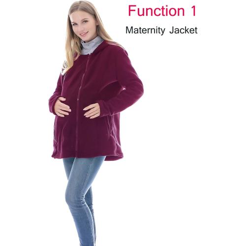 Smallshow Women's Fleece Zip Up 3 in 1 Maternity Baby Wearing Hoodie Sweatshirt Jacket large