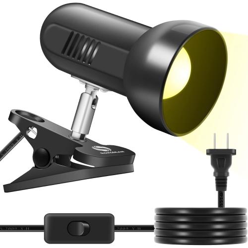 RONG&LAN LED Metal Clip On Light Clip on Lamp for Desk, 360° Adjustable Clamp Reading Light for Bed, Eye-Friendly Book Night Light for Desk Bed Table Dorm Room Bedroom Office Reading SUN-86 Black