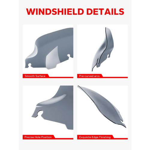 Amazicha 8 Smoke Wave Windshield Windscreen Compatible for 1996-2013 Harley Davidson Touring Street Glide/Electra Glide/Tri Glide FLHT FLHX FLHTCU FLHTC FLHTK (Tint)