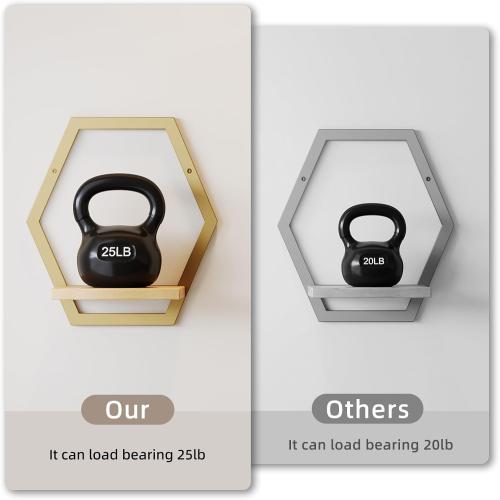 3 Pack Solid Wood & Heavy Duty Metal Wall Plant Stands,9inch Natural Wood Shelf, Boho Arch Hanging Planter for Indoor 25 LB Load for Plants, Flowers, Herbs Golden