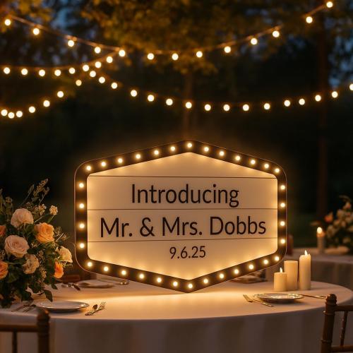 Custom Wedding LED Bottle Service Sign, Large Personalized Wedding Reception Light Up Marquee Signs, Customized Waterproof Marquee Bottle Service Lights for Nightclub Bar Birthday Party, Battery Case