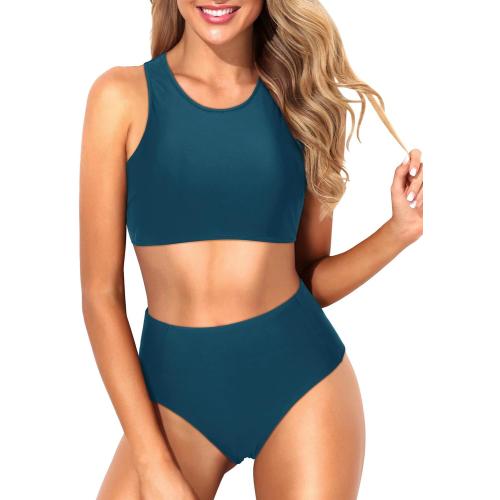 Tempt Me Women Two Piece High Waisted Bikini Set Sporty Swimsuits Bathing Suit with Bottom for Teen Girls