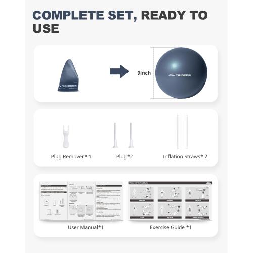 Trideer Yoga Ball for Exercise, Pilates, Core & Balance Training, Stability Ball for Pregnancy & Birthing Prep, Physical Therapy, Daily Stretching, Office Chair for Active Sitting, Quick Pump Included
