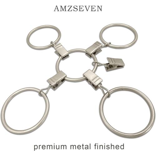 40 Pack Metal Curtain Rings with Clips, Drapery Clips Hooks, Decorative Curtain Rod Clips 1.5 in Interior Diameter, Matte Silver
