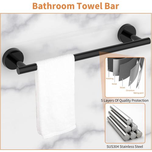 COLOR SILVER Cilee 10 Piece Matte Black Bathroom Hardware Set,2 Pack 5 Piece Bathroom Accessories Set Include 24 inch,16 inch Toilet Paper Holder, Towel bar,Towel Ring,Towel Hook,Stainless Steel Wall Mounted