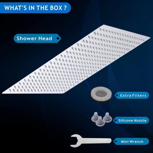 Voolan Oversize Rain Shower Head - High Flow Square Rainfall Showerhead - Waterfall Full Body Coverage - Universal Ceiling or Wall Mount (16 Inch, Chrome)