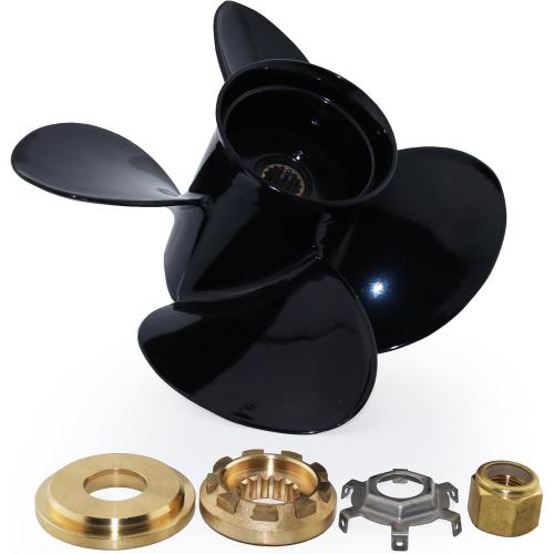 CAPTAIN 4 Blades Boat Propeller 13x17, 15 Spline Tooth Outboard Motor Prop, RH, Charging Cable for Mercury Engines 40 50 60 70 75 80 90 100 115 125 140 150 HP Aluminum Parts