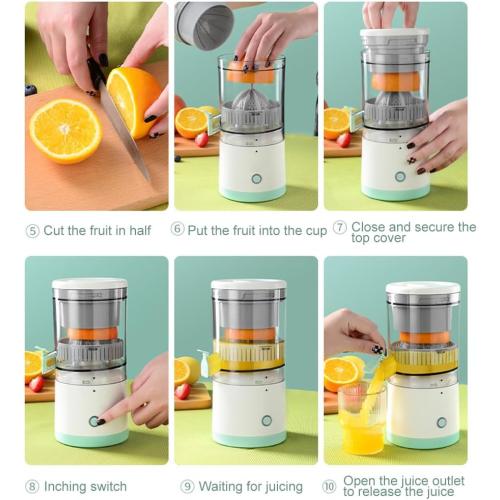 Electric Juicer Rechargeable,Portable Kitchen Gadget for making Orange Juice,Squeezing Oranges,Lemons,Kiwi Fruit,Grapefruits,and Citrus Juices.Comes with USB charging and a Cleaning Brush(Green)