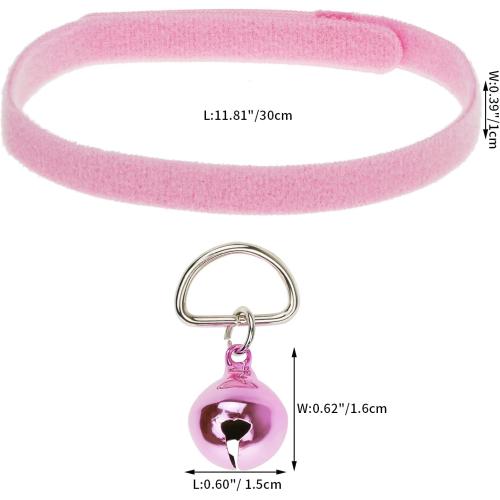 jiebor 24Pcs Tiny Kitten Collar Puppy Whelping Collars with 24Pcs Bell for Small Newborn Puppies Kitten Cat Dog