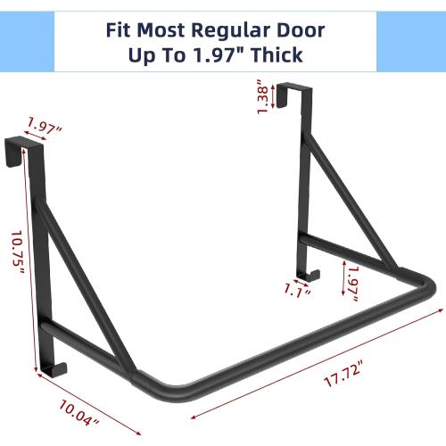 Over The Door Clothes Hanger Rod, Metal Over The Door Hanger for Coat, Clothes Drying Rack for Door for Laundry, Bedroom, Washroom, Fits Door Up to 1.97, Black