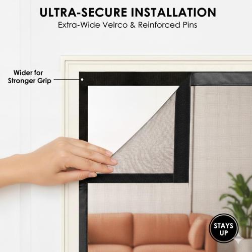 High-Density Magnetic Screen Door Mesh for Home and Patio, Tear Resistant Backdoor Screen Net with Magnetic Closure