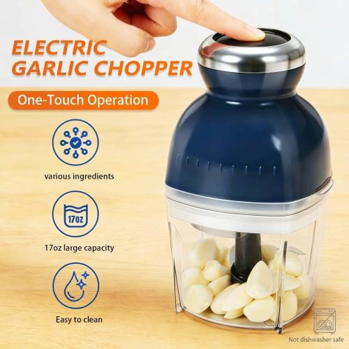 Brigii Electric Garlic Mincer & Onion Chopper, 17oz Mini Food Processor