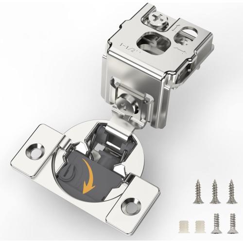 Silver [Closing Speed Control] 50 Pack 1-1/2 Inch Overlay Soft Close Hinges for Face Frame Cabinet, 4D Adjustment, Stainless Steel Kitchen Cabinet Hardware, 105° Open Concealed Self Closing Hinge