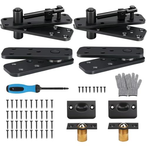 2 Pcs Stainless Steel Hidden Door Hinge, Pivot Hinge, Up to 570Lbs Load-Bearing, Hidden Door Bookcase Hinge, Heavy Duty Swinging Door Hinge 360° Rotation for Secret Door or Concealed Door