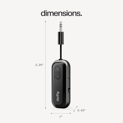 Twelve South AirFly SE, Bluetooth Wireless Audio Transmitter Adapter, Black