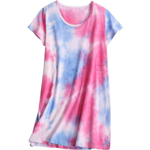 Size M..Inadays Women's Cotton Nightgown Sleepwear Short Sleeves Nightshirt Casual Print Sleepdress Loose Comfy Pajama