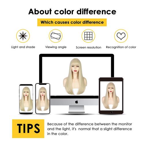 ENTRANCED STYLES Blonde Wig with Bangs, Long Straight Wigs for Women Natural Hair Wigs Synthetic Blond Wigs for Girls Daily Party Halloween Cosplay Wig 22 Inch