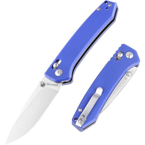 Pocket Folding EDC Knife: 3.14 D2 Steel Satin Sharp Blade, G10 Scales, Crossbar Axis Lock, Reversible Clip, Great Gifts for Men Women Camping Hiking Outdoor, Blue