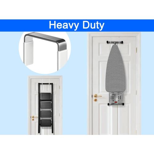 Over the Door Hooks 4Pcs L=5.5 Fit 1 3/8 Door Steel with White Rubber Coating Hanging Towel Robe Clothing Hanger for Bathroom Room Wreath Ironing Board Holder Cute Thin Single Heavy Duty