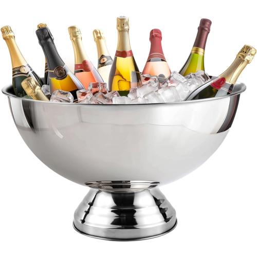 Silver 12L Generic Premium Large Size Ice Bucket, Stainless Steel Champagne Bucket for Parties with Great Performance and Sleek Design, Silver, SM-BT-001
