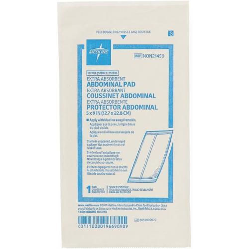 Medline Medline Sterile Abdominal Pad, NON21450H, 5 inch x 9 inch, 4 Packs of 25 Count
