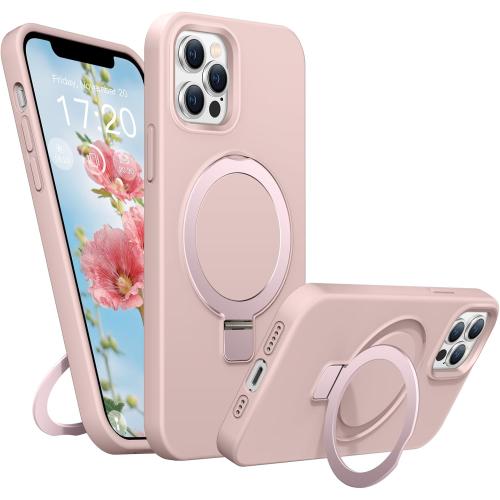 COLOR BLUE ? ❗Liquid Silicone Magnetic Case for iPhone 12 Pro Max, blue | Military Grade Shockproof Protection, Anti-Scratch Microfiber Lining Phone Case with Ring Stand, Hands-free for Video Work