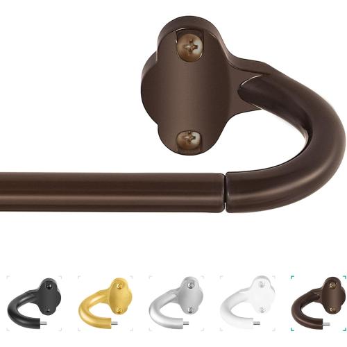 Bronze Wrap Around Curtain Rods:5/8 Inch Blackout Adjustable Window Curtain Rod for Bedroom Kitchen Apartment Renter Friendly,Room Darkening Curved Drapery Rods Easy Install,Antique Brown 28-48