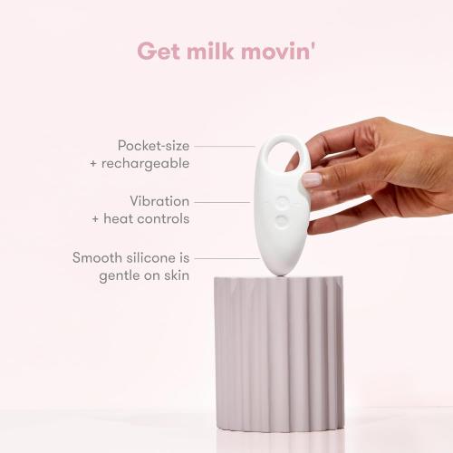 Frida Mom 2-in-1 Lactation Massager, Multiple Modes of Heat   Vibration for Clogged Milk Ducts, Increase Milk Flow, Breast Engorgement - USB Cord Included, White