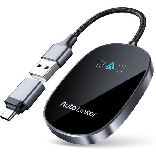 Android Auto Wireless Adapter for Cars with Built-in Wired Android Auto Easy Setup Support NFC Pair Fast Seamless Connection Stable Plug and Play Wireless Car Adapter Dongle (Black)