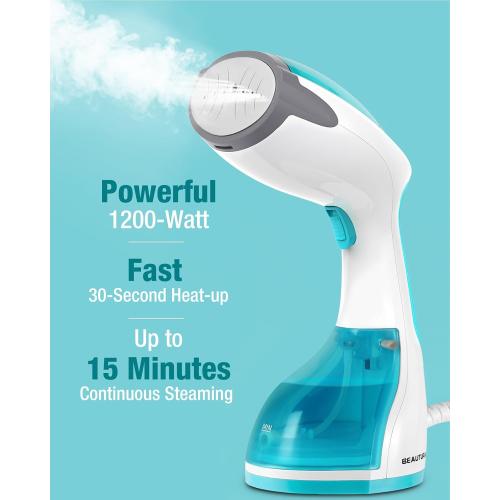 BEAUTURAL Steamer for Clothes, Portable Handheld Garment Fabric Wrinkles Remover, 30-Second Fast Heat-up, Auto-Off, Large Detachable Water Tank