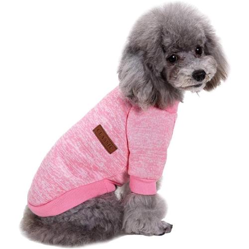 Jecikelon Dog Clothes Dogs Sweater Soft Puppies Clothing Winter Puppy Sweaters Warm Outfit for Dogs Small XXS XS Cat Apparel (Pink, L)