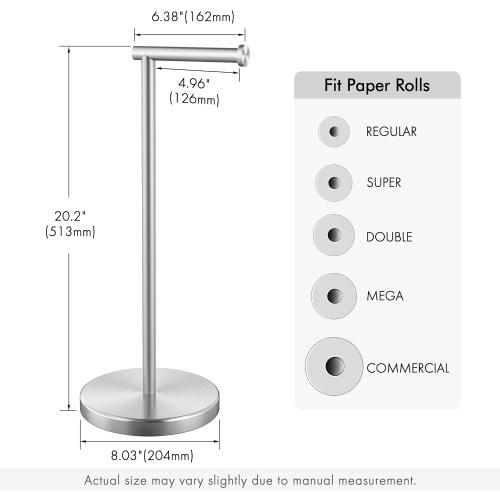 KES Toilet Paper Holder Stand SUS 304 Stainless Steel Rustproof Pedestal Lavatory Tissue Roll Holder Floor Stand Modern Brushed Finish, BPH283S1-2