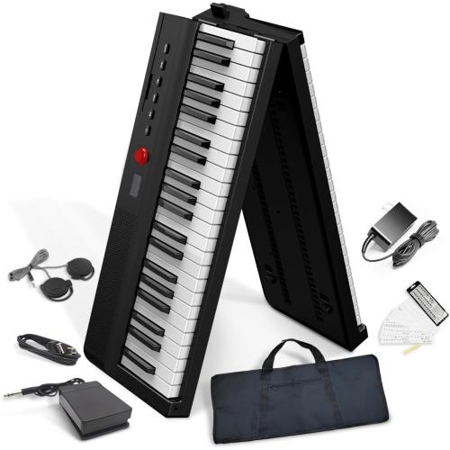 Longeye Foldable Piano Keyboard 88 Key Folding Piano Portable Electric Keyboard Semi Weighted Digital Piano for Beginners with Headphone, Sustain Pedal, Music Rest, Carry Case (Enhanced Sound)