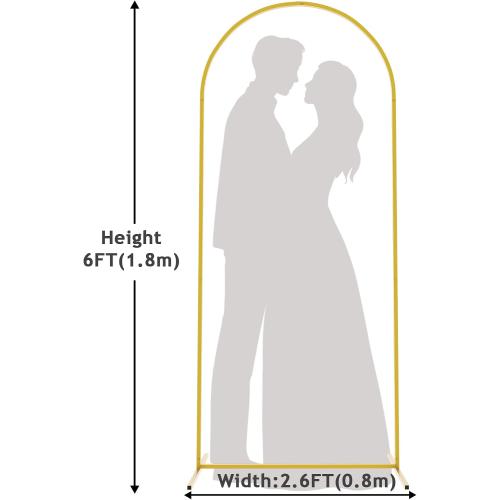 Putros Arch Backdrop Stand, 6ft, Metal Wedding Arch Stand, Gold