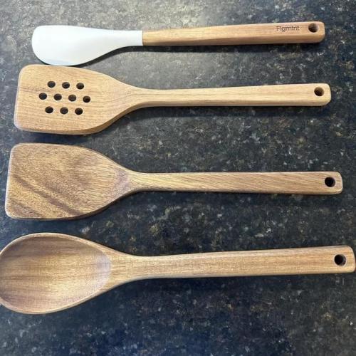 Figmint 4pc Wood Kitchen Utensil Set, Brown MISSING ACCESSORIES