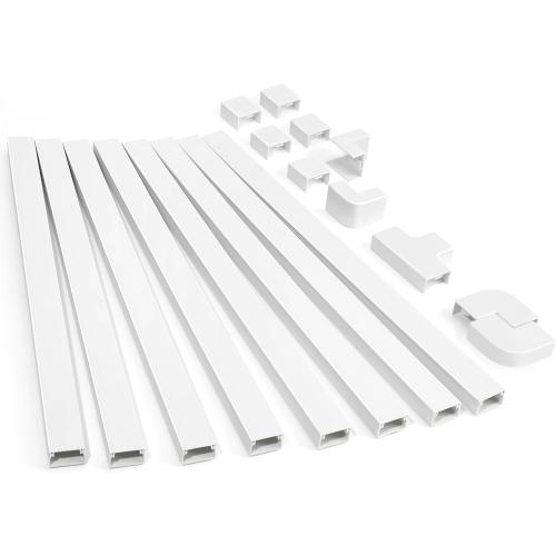 126in Cord Hider Kit, ZhiYo Cord Covers for Wall Mounted TV, Paintable Wire Cover for Cords, TV Cable Hider Wall Kit, Cable Cover Wire Management, White Cords Concealer, 8 x L15.7in W0.95in H0.55in