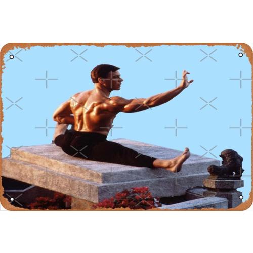 Bloodsport legendary scene epic split Jean Claude Van Damme as Frank Dux Poster Metal Sign Retro Home Decorative Vintage Tin Sign 12 x 8 Inch