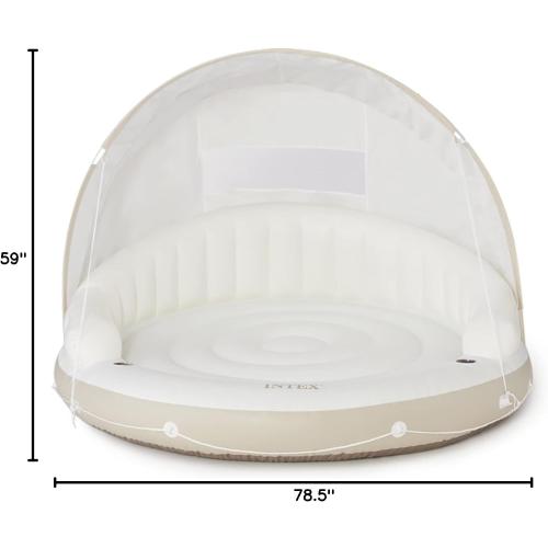 INTEX 58292EP Canopy Island Inflatable Pool Float: Comfortable Lounge Surface – Built-in Cup Holders – Detachable Sunshade – 440lb Max Weight Capacity – 78.5 x 59