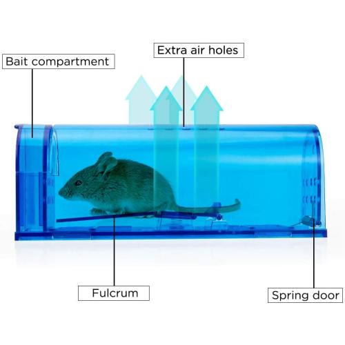 Humane Mouse Trap | Catch and Release Mouse Traps That Work | Mice Trap No Kill for mice/Rodent Pet Safe (Dog/Cat) Best Indoor/Outdoor Mousetrap Catcher Non Killer Small Capture Cage (Blue)