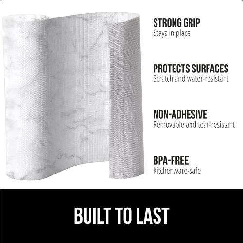 GORILLA GRIP DripGuard Shelf Liner, Non-Adhesive Drawer and Kitchen Cabinet Protector, 20x240 Inch, Strong Grip Slip Resistant Underside, Smooth Surface Liners for Cabinets, Bathrooms, Closets, Marble