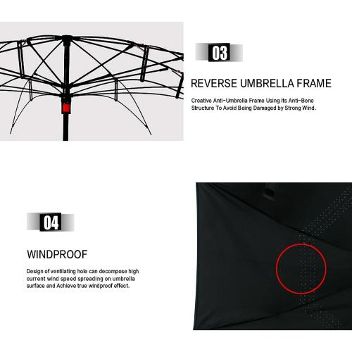 MRTLLOA 40/49/56 Inch Oversize Windproof Inverted Reverse Upside Down Umbrella, Golf Size Rain Umbrella, Double Layer, C-Shaped Handle for Men, Women and Kids