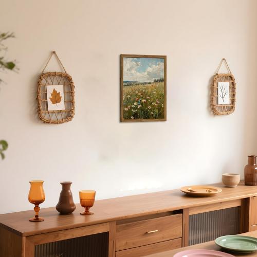 Vintage Wildflowers Wall Art, Vintage Botanical Wall Decor Paintings, Farmhouse Nature Colorful Flower Canvas Prints Artwork for Bedroom Living Room 24x16 inch Wood Framed